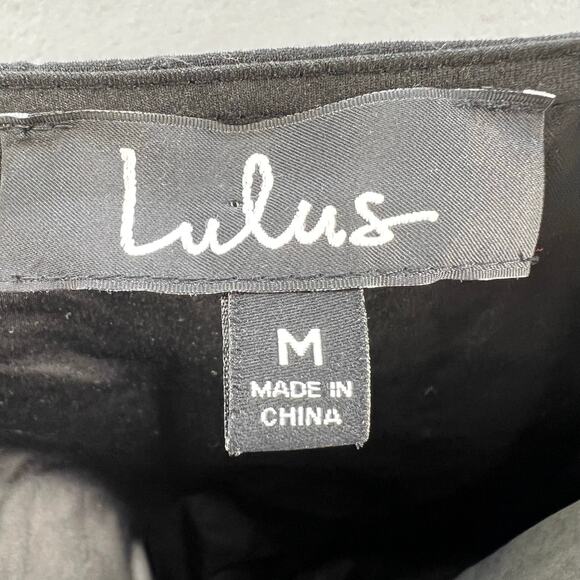 Lulus Dress Women's M Black Button Up Belted Adjustable Sleeve V-neck NWT - Picture 8 of 13